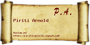 Piriti Arnold névjegykártya